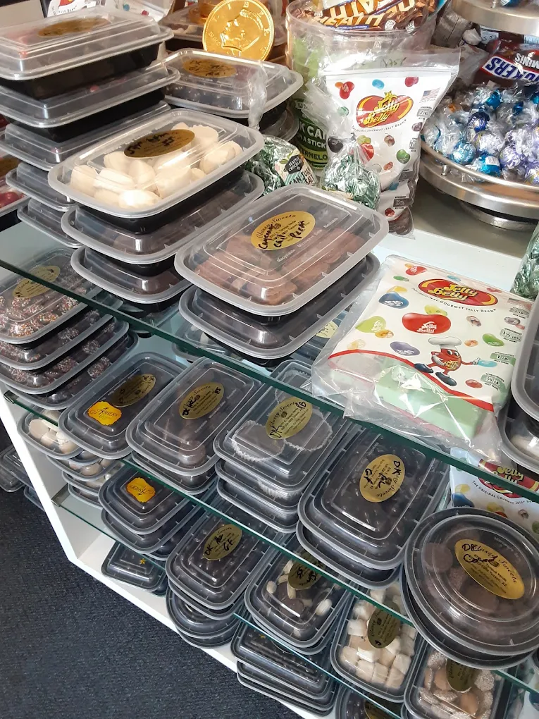 Display of boxes of European chocolates